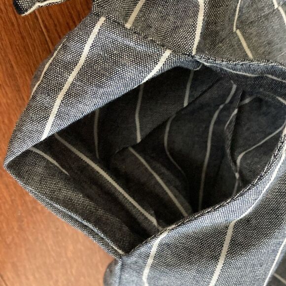 NWT PURPLE SNOW M White Stripes Jumpsuit Smocked Blue Wide Leg Cropped Pants - Picture 7 of 10